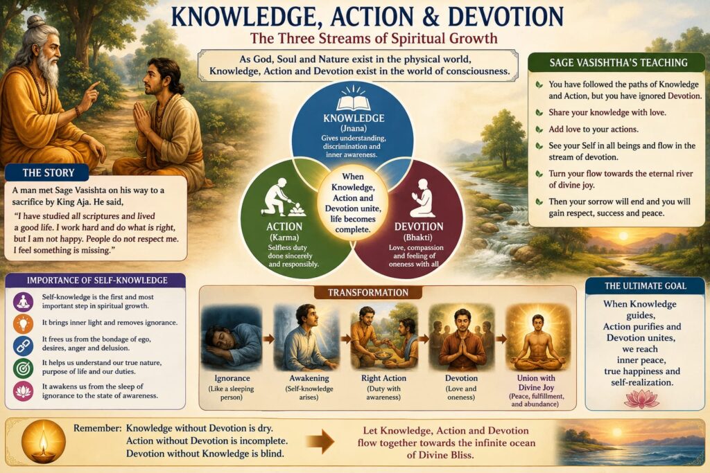 Knowledge, Action And Devotion.