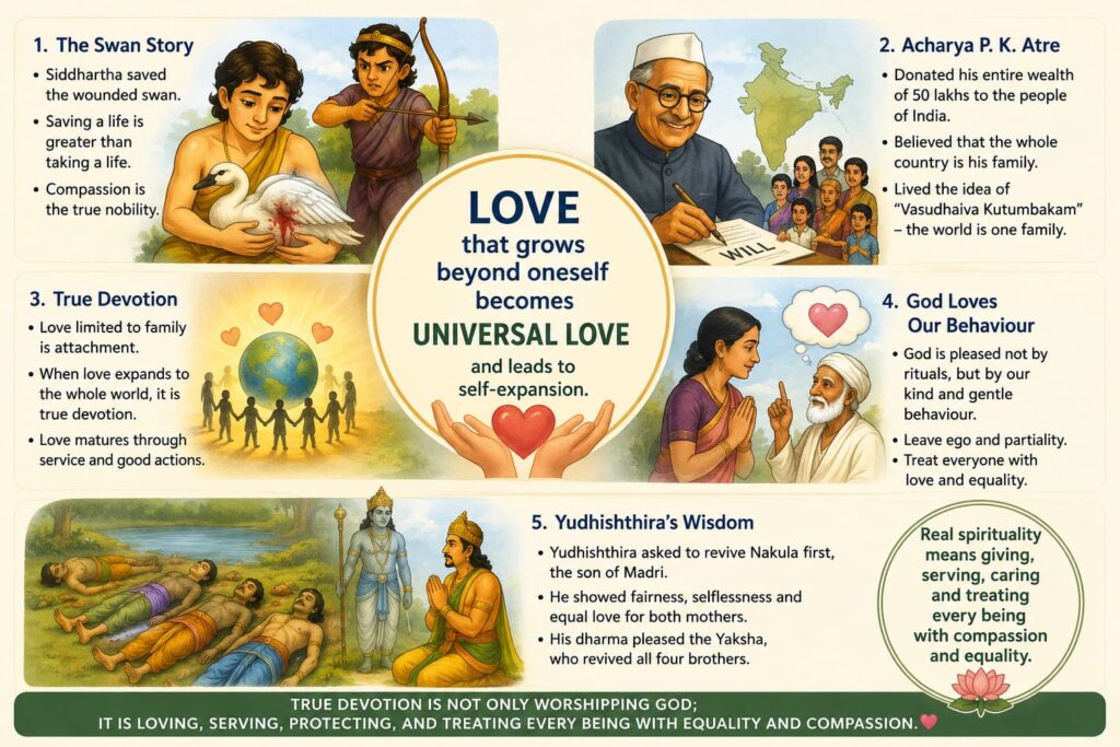 Love that grows beyond oneself becomes Universal Love and leads to self-expansion